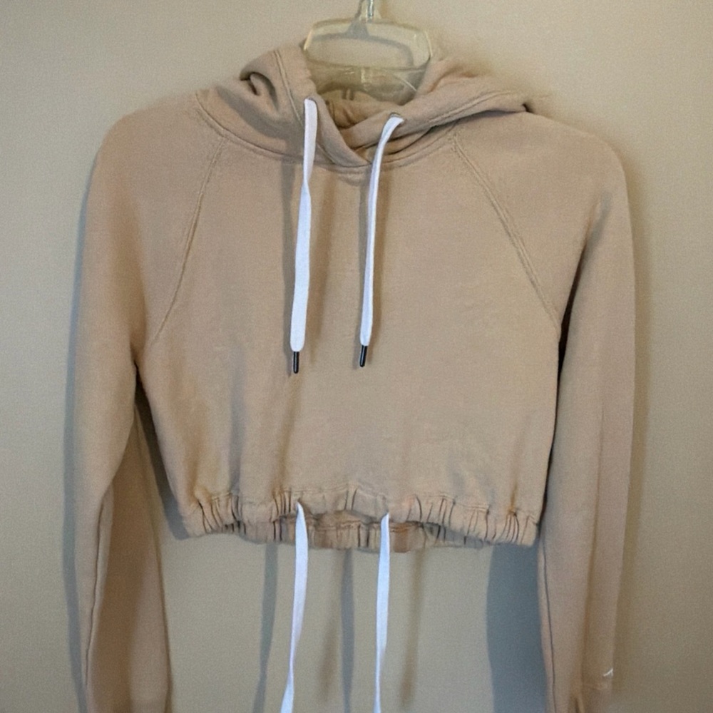 Hollister Women's Beige Cropped Hoodie - Picture 2 of 6